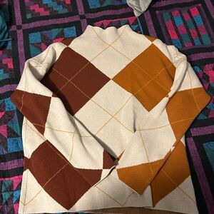 Rachel Zoe Geometric Sweater - Cream, Brown, and Orange